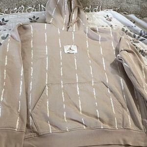 Jordan Tan and White Striped Hoodie and Short set